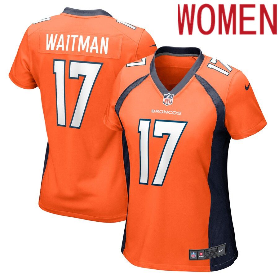 Women Denver Broncos #17 Corliss Waitman Nike Orange Game Player NFL Jersey->women nfl jersey->Women Jersey